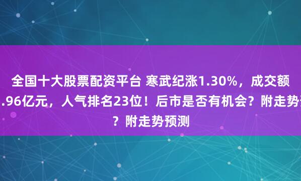 全国十大股票配资平台 寒武纪涨1.30%，成交额107.96亿元，人气排名23位！后市是否有机会？附走势预测